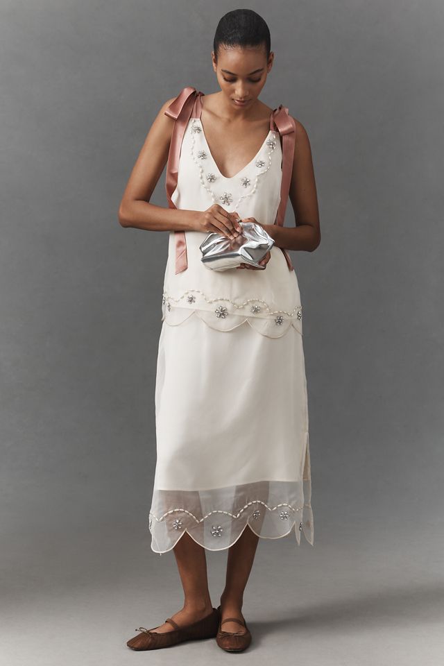 By Anthropologie Crystal-Encrusted Midi Skirt #1