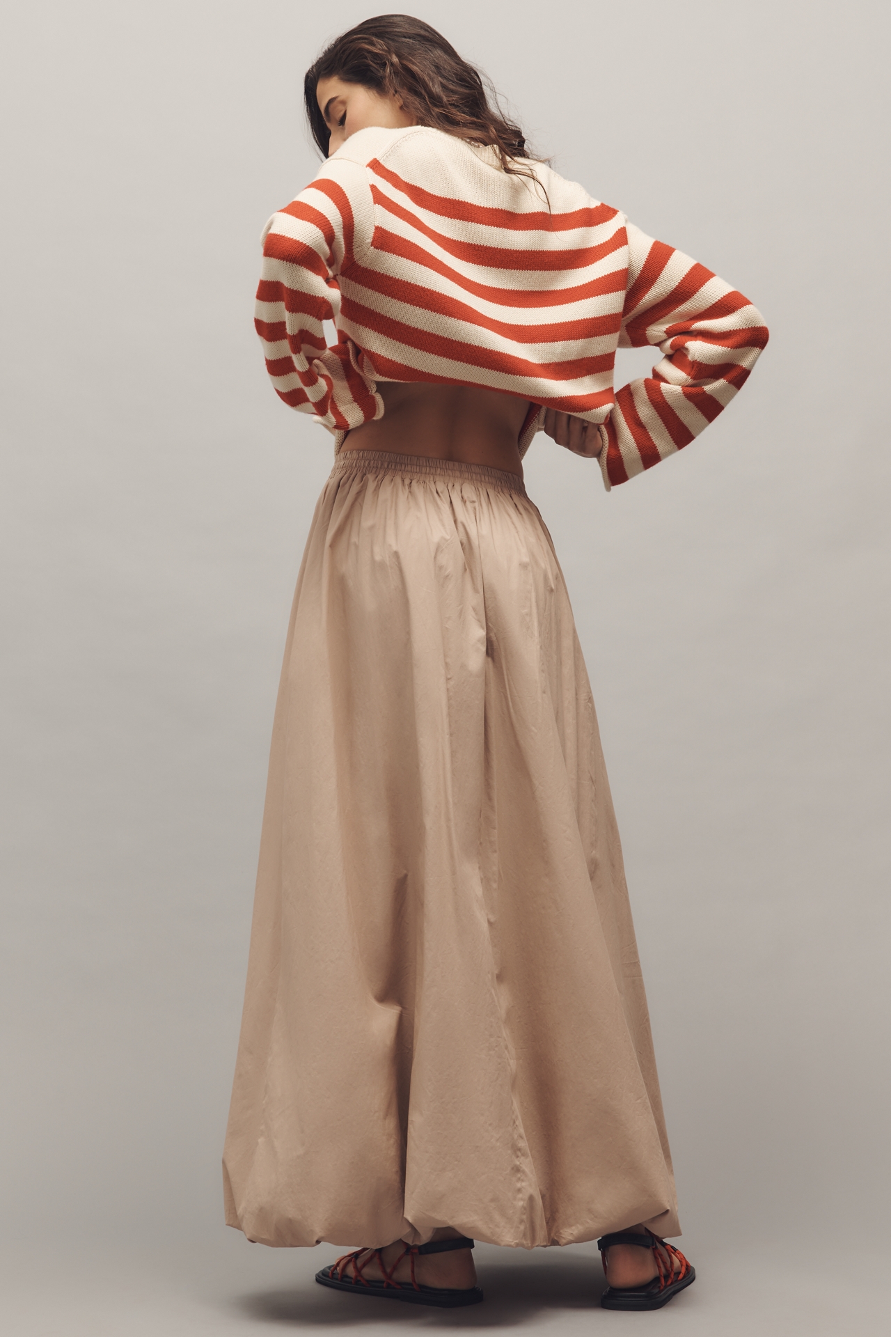 4SI3NNA Poplin Bubble Maxi Skirt