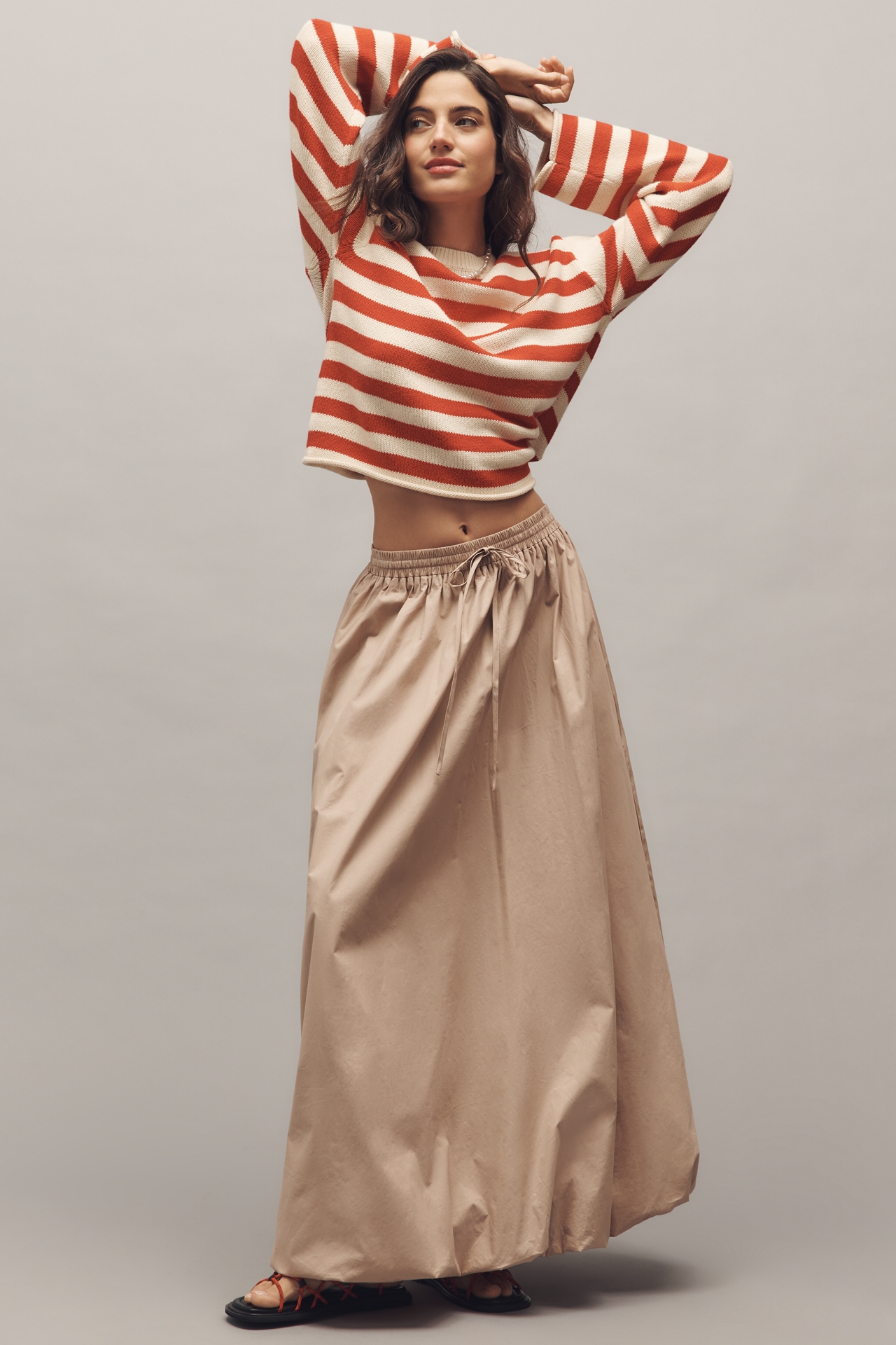 4SI3NNA Poplin Bubble Maxi Skirt