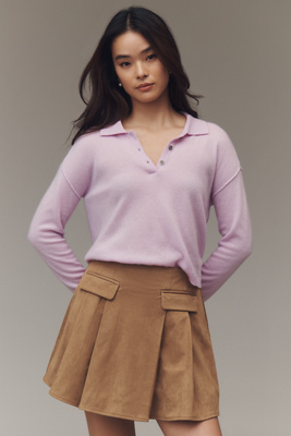 Madison & Laurel Faux-suede Pleated Mini Skirt In Sand