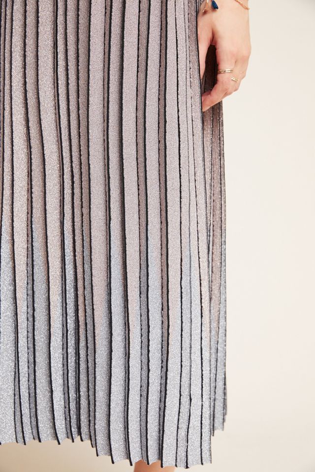 Maeve Pilar Pleated Metallic Midi Skirt #3