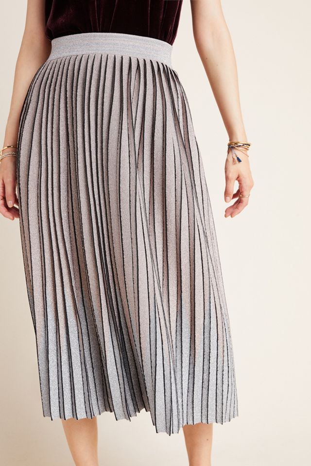 Maeve Pilar Pleated Metallic Midi Skirt #4