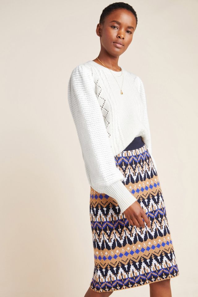 最SALE☆ラス1即納【Anthro】Roselle Sweater Midi Skirt Size:S Side Slit Detailed Knit Midi Skirt