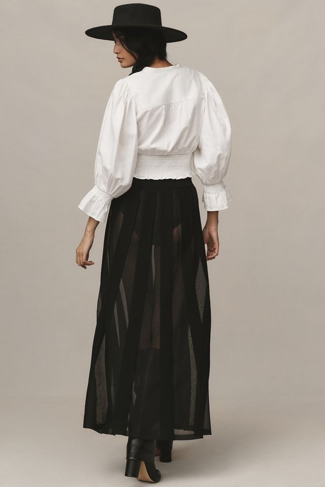 Jupe longue plissée transparente By Anthropologie #2