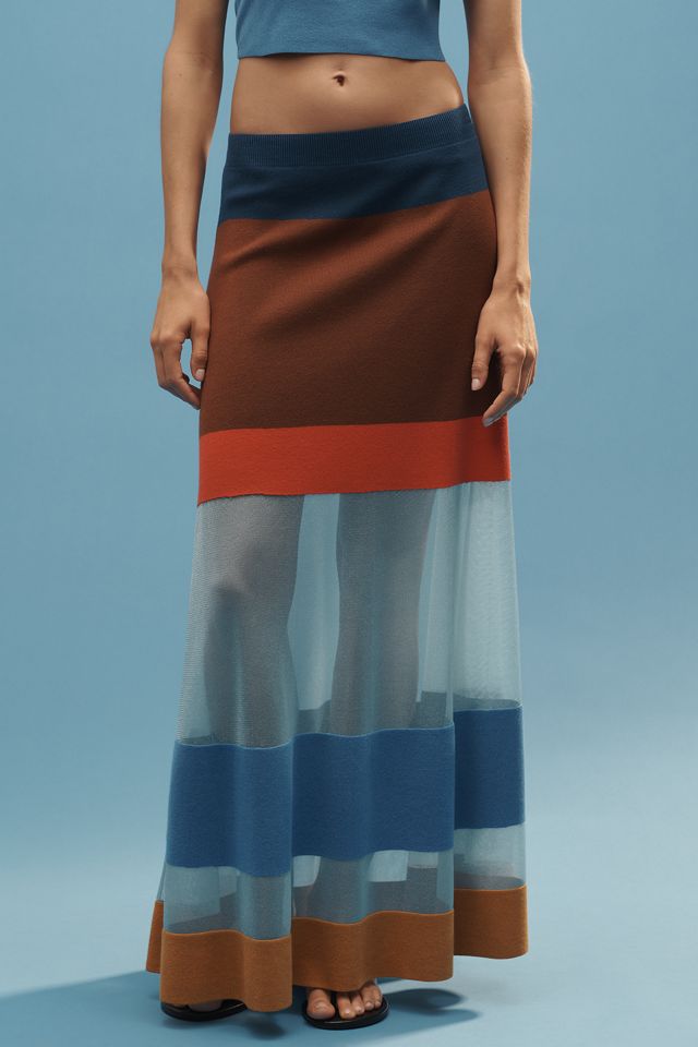 Maeve Striped Sheer Maxi Skirt #2