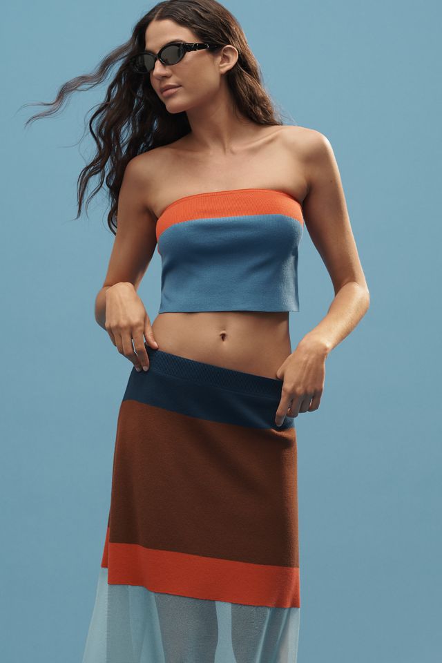 Maeve Striped Sheer Maxi Skirt #3