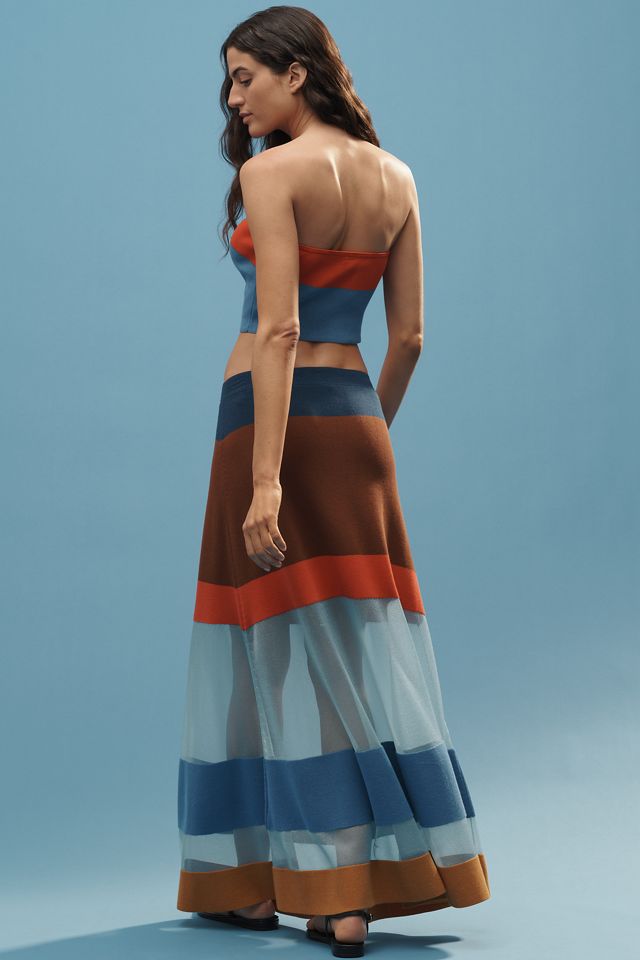 Maeve Striped Sheer Maxi Skirt #4