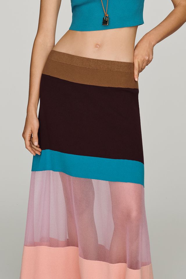 Maeve Striped Sheer Maxi Skirt #1