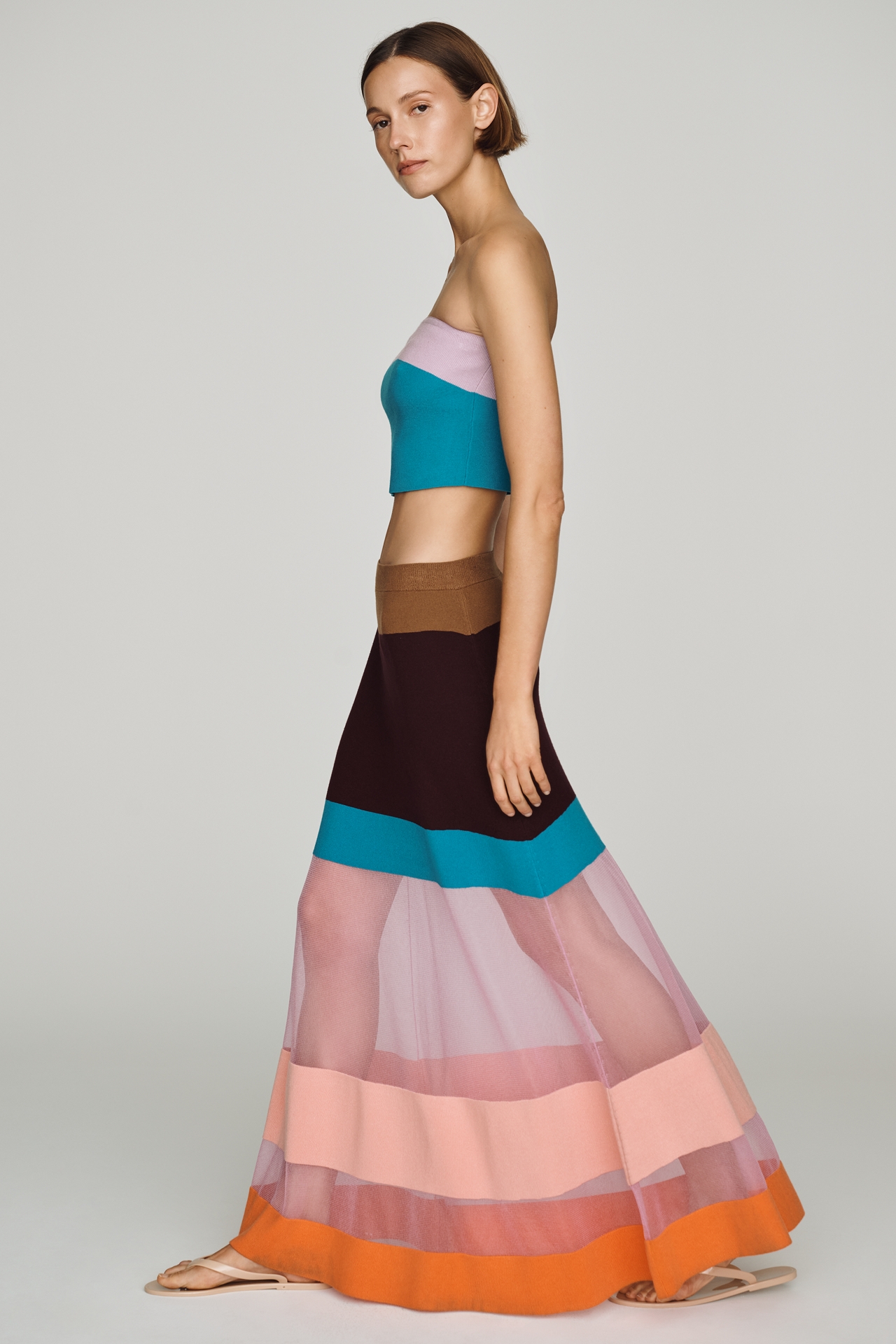 Maeve Striped Sheer Maxi Skirt