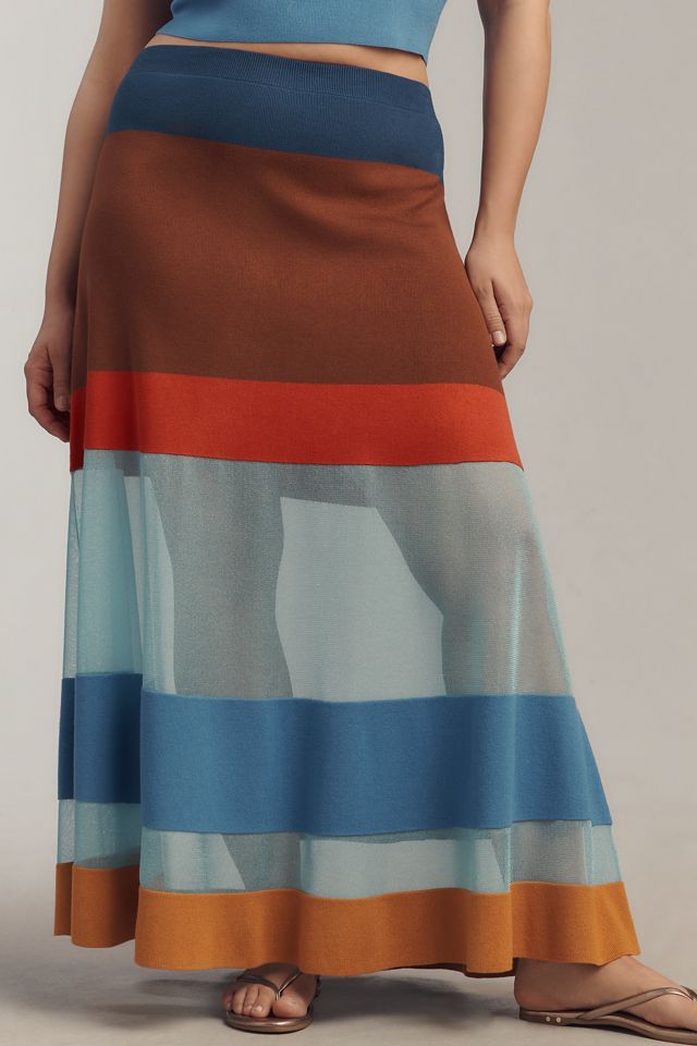 Maeve Striped Sheer Maxi Skirt #6