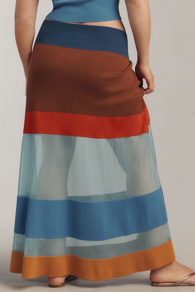 Maeve Striped Sheer Maxi Skirt #7