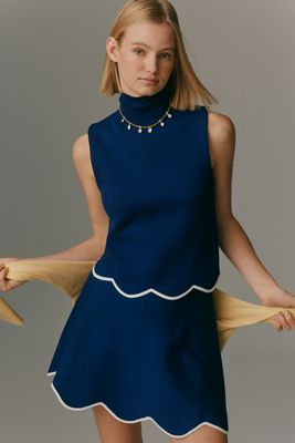 Maeve Scalloped-Hem Sweater Mini Skirt