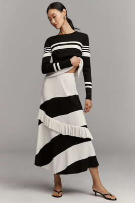 Maeve Asymmetric Ruffle Maxi Skirt