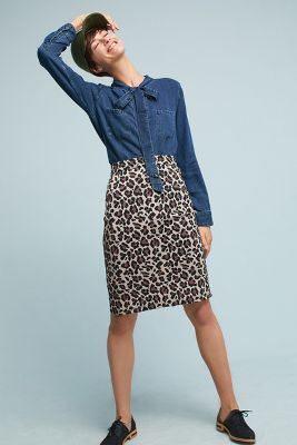 anthropologie leopard skirt