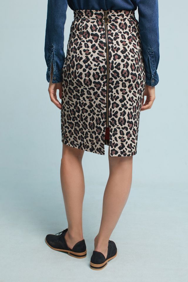 Leopard print pencil skirt blue best sale