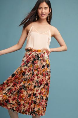 anthropologie velvet skirt