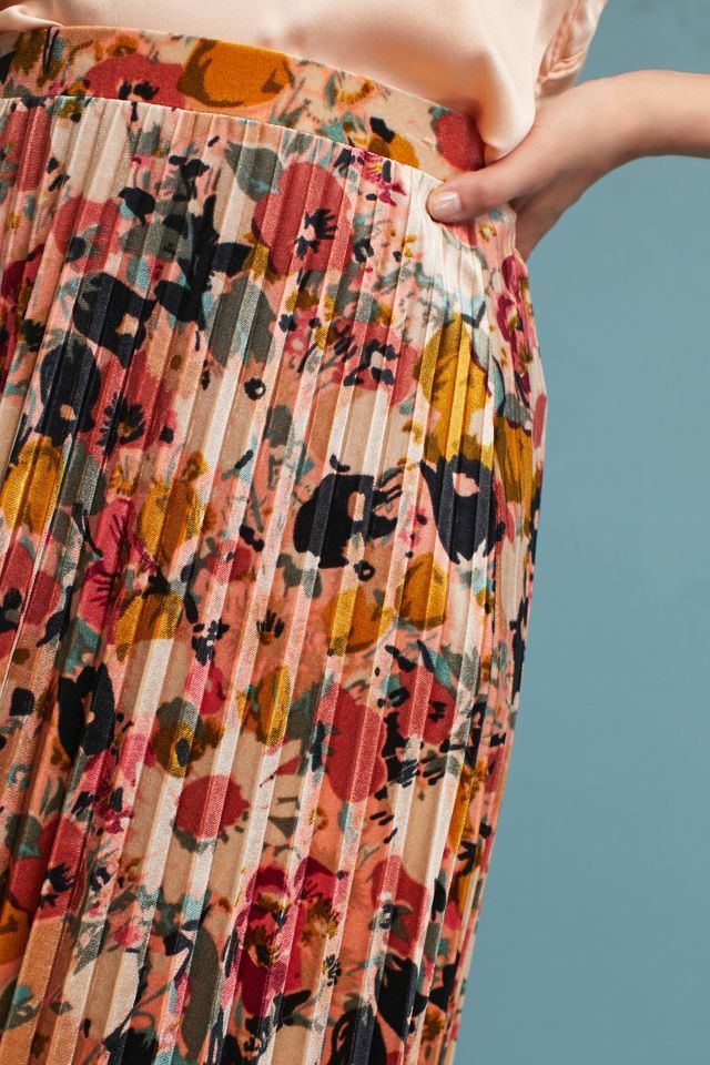 Anthropologie floral 2025 velvet skirt