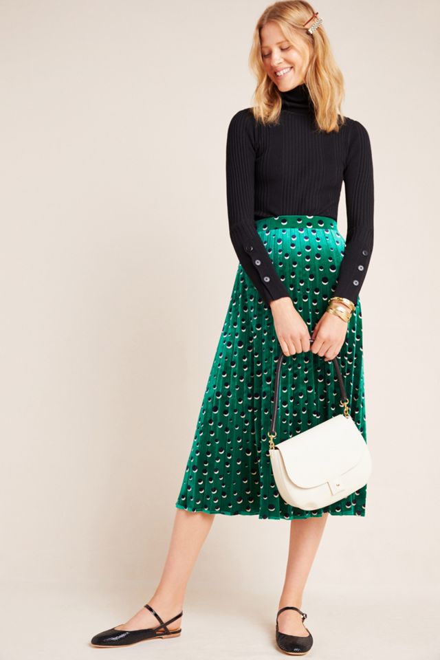 Carly Pleated Velvet Midi Skirt #1