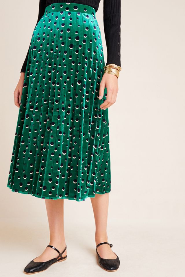 Carly Pleated Velvet Midi Skirt #2