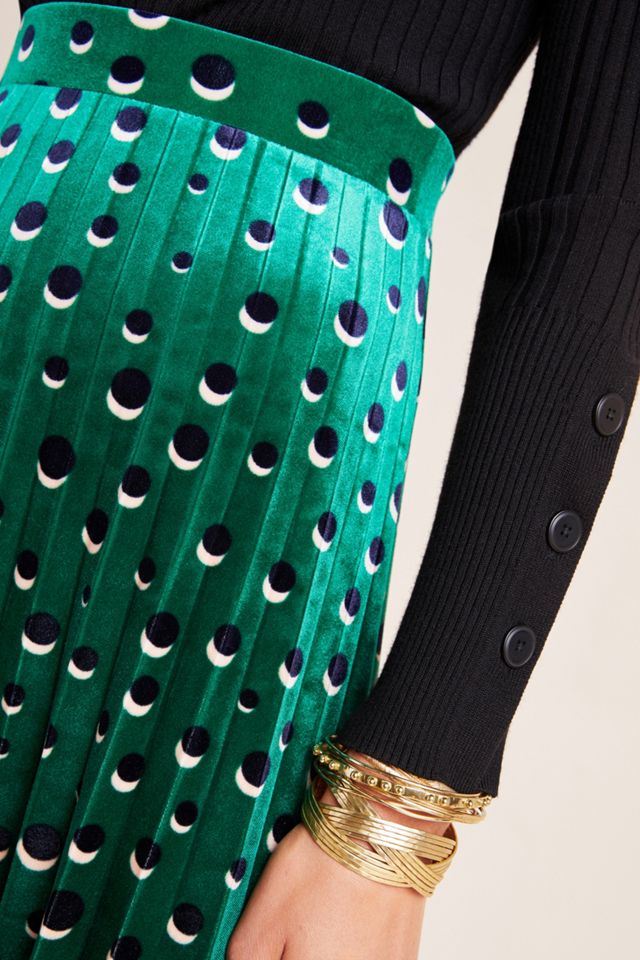 Carly Pleated Velvet Midi Skirt #3