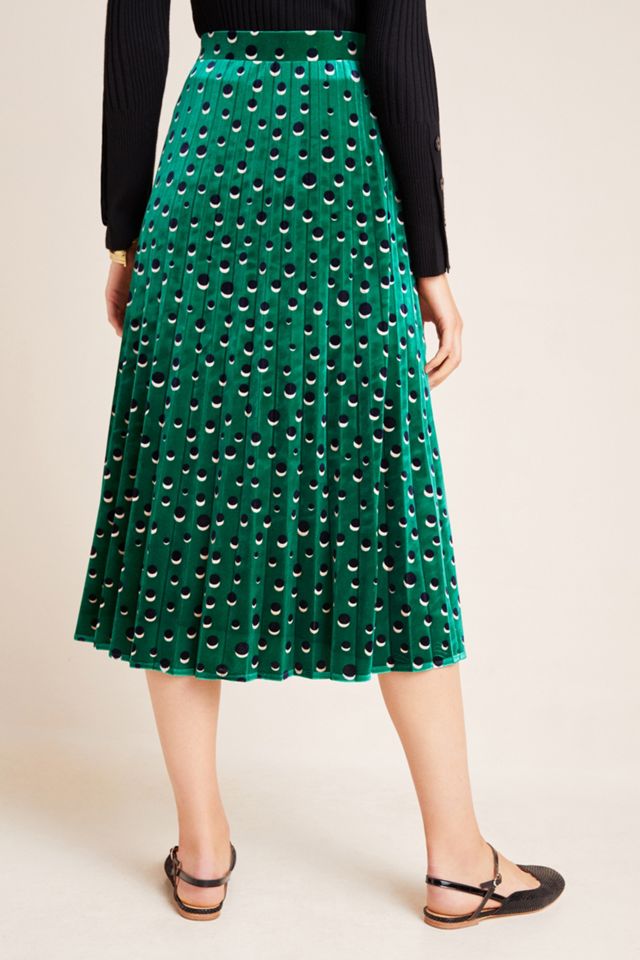 Carly Pleated Velvet Midi Skirt #4