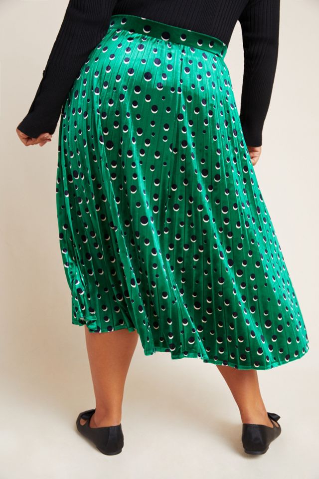 Carly Pleated Velvet Midi Skirt #6