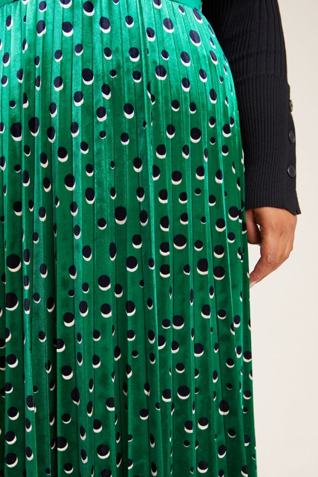 Carly Pleated Velvet Midi Skirt #7