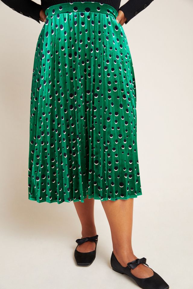 Carly Pleated Velvet Midi Skirt #8