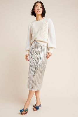 anthropologie metallic skirt