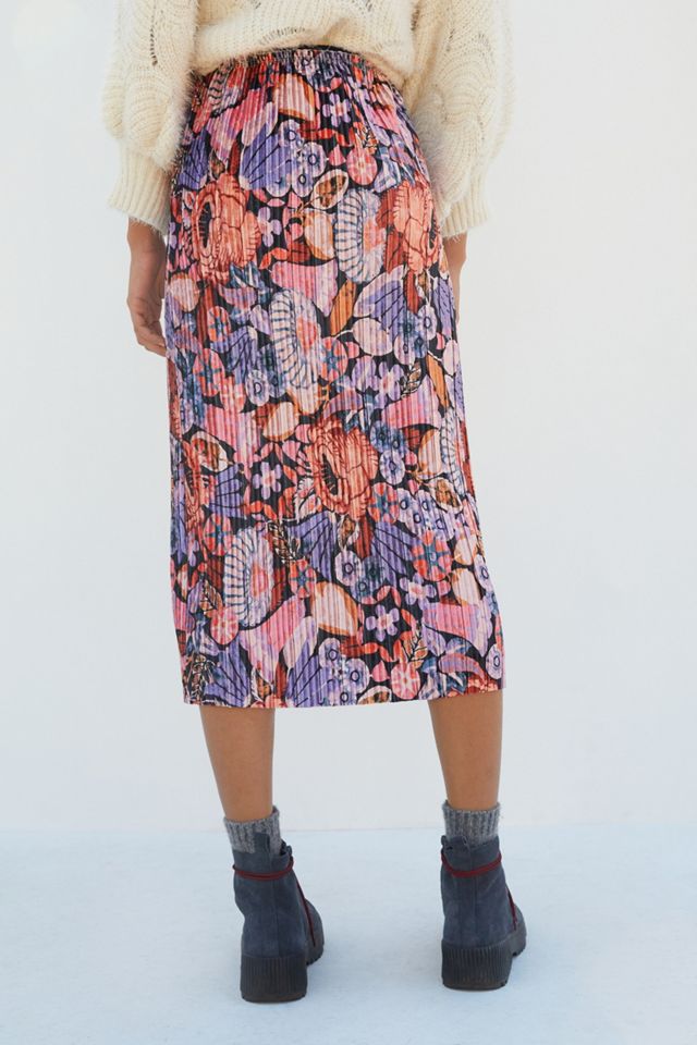 Maeve Tilda Pleated Velvet Midi Skirt | Anthropologie
