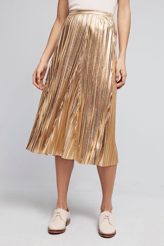 Gold skirt anthropologie sales