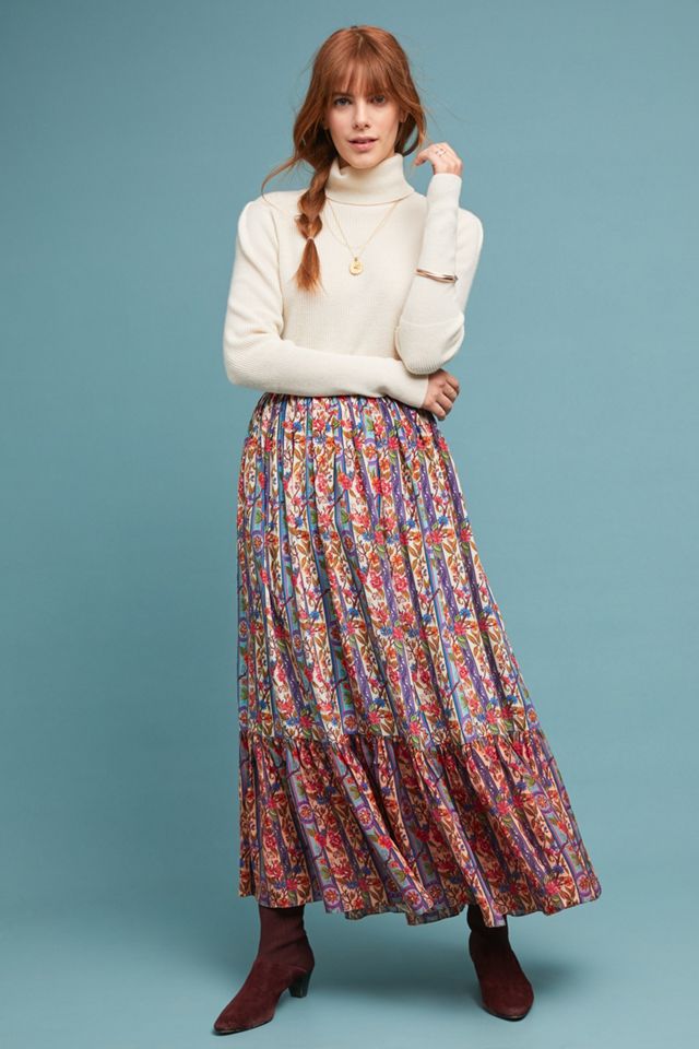 Aparna Pleated Silk Skirt | Anthropologie