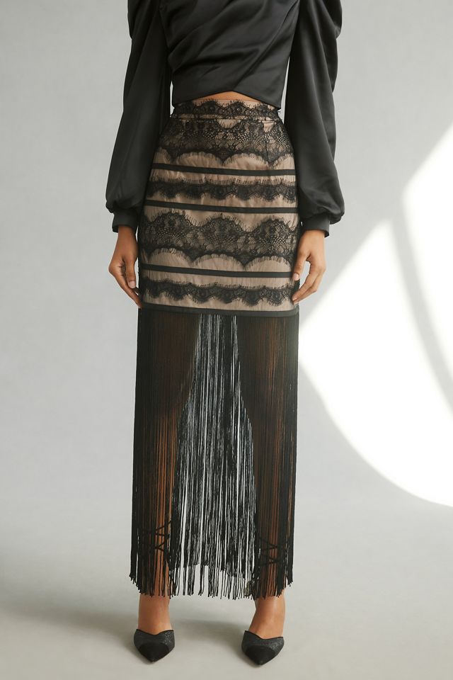 Vineet Bahl Fringed Lace Skirt #1