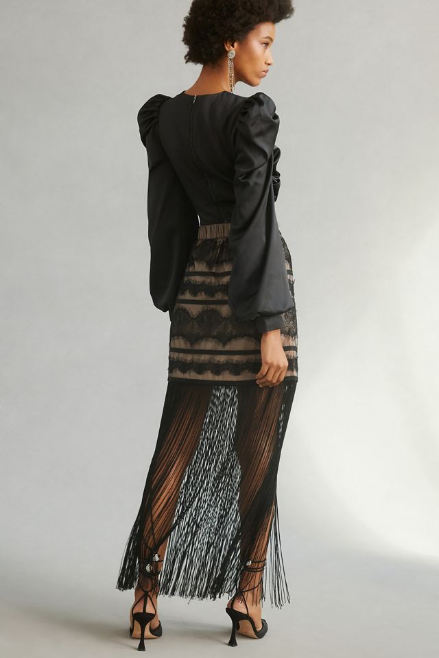 Vineet Bahl Fringed Lace Skirt #2