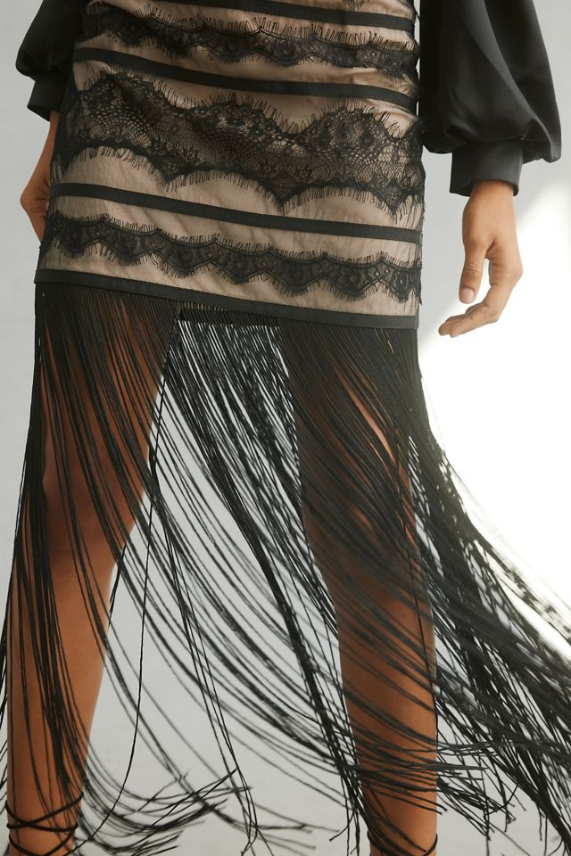 Vineet Bahl Fringed Lace Skirt #3
