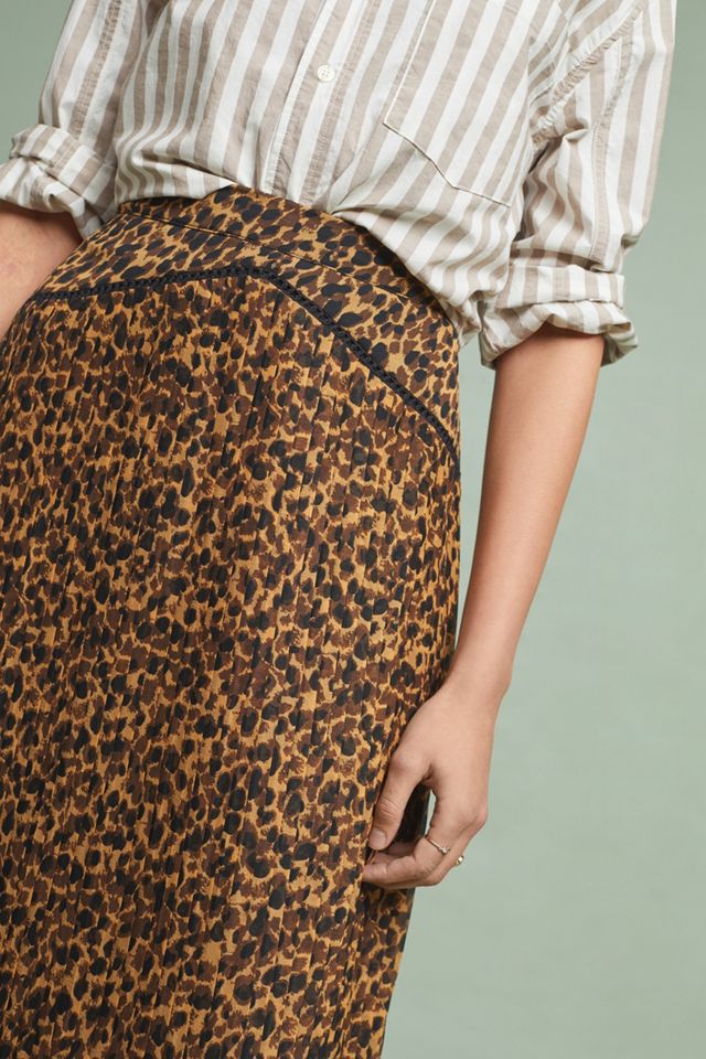 Pleated Leopard Midi Skirt #2