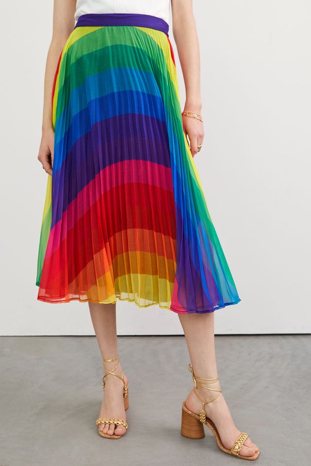 Unity metallic outlet rainbow pleated skirt