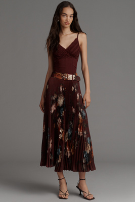 Ranna Gill Aria Pleated Midi Skirt In Multi