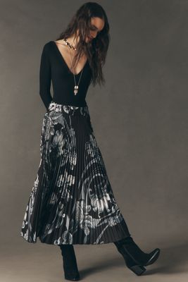 Ranna Gill Aria Pleated Midi Skirt | Anthropologie