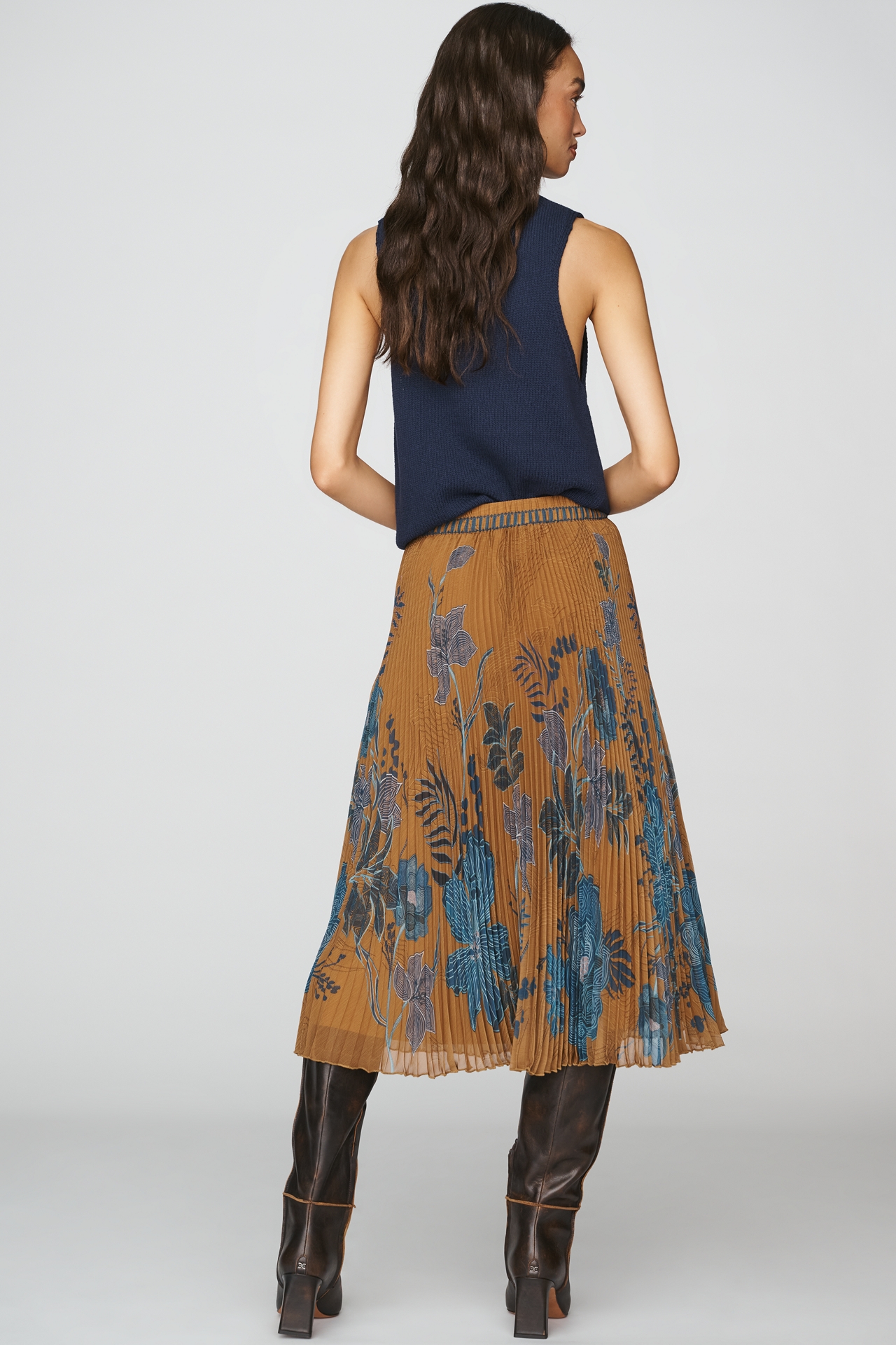 Ranna Gill Pleated Midi Skirt