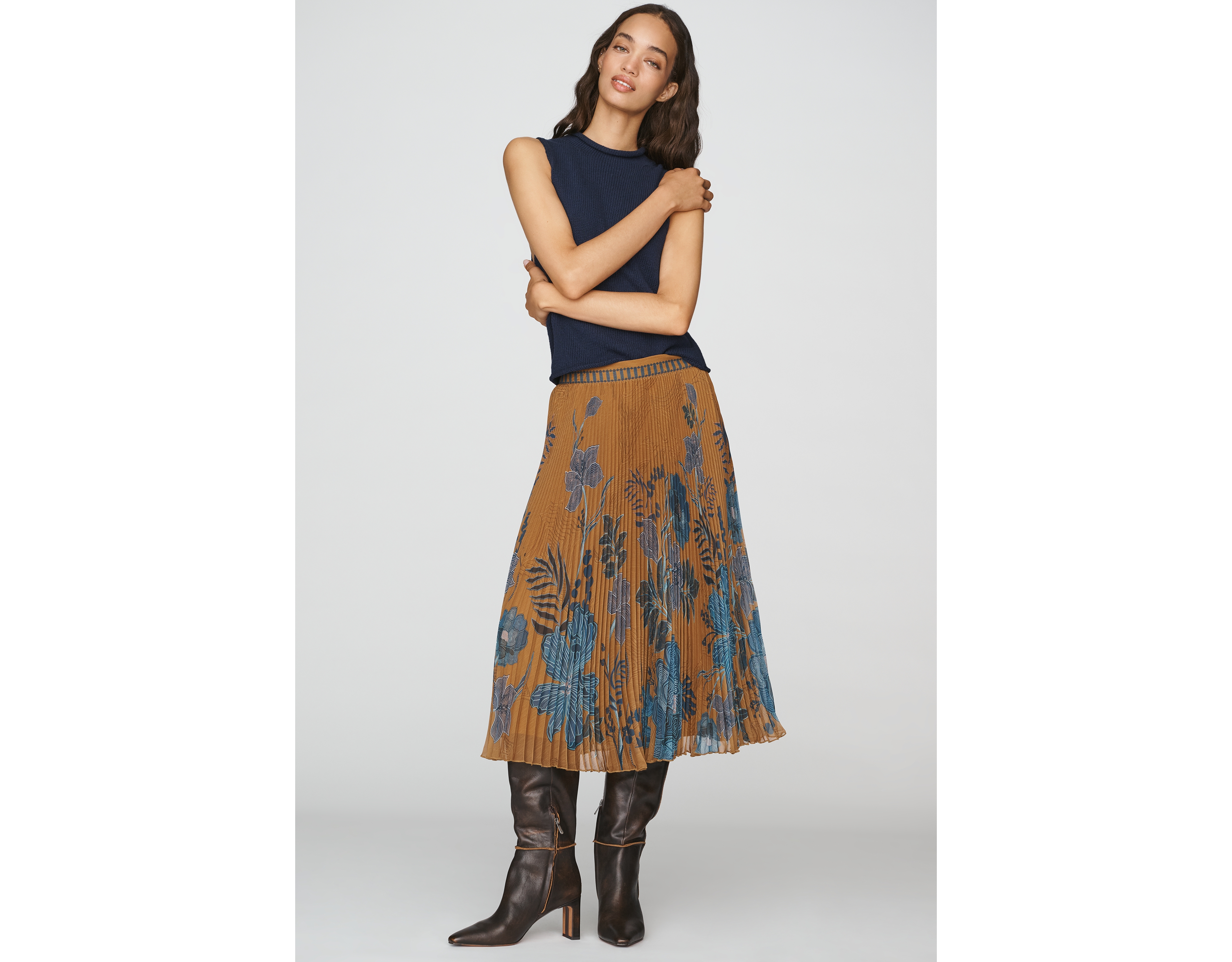 Ranna Gill Pleated Midi Skirt