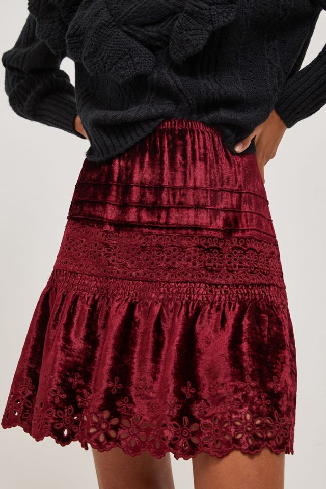 Cherie Eyelet Velvet Mini Skirt #1