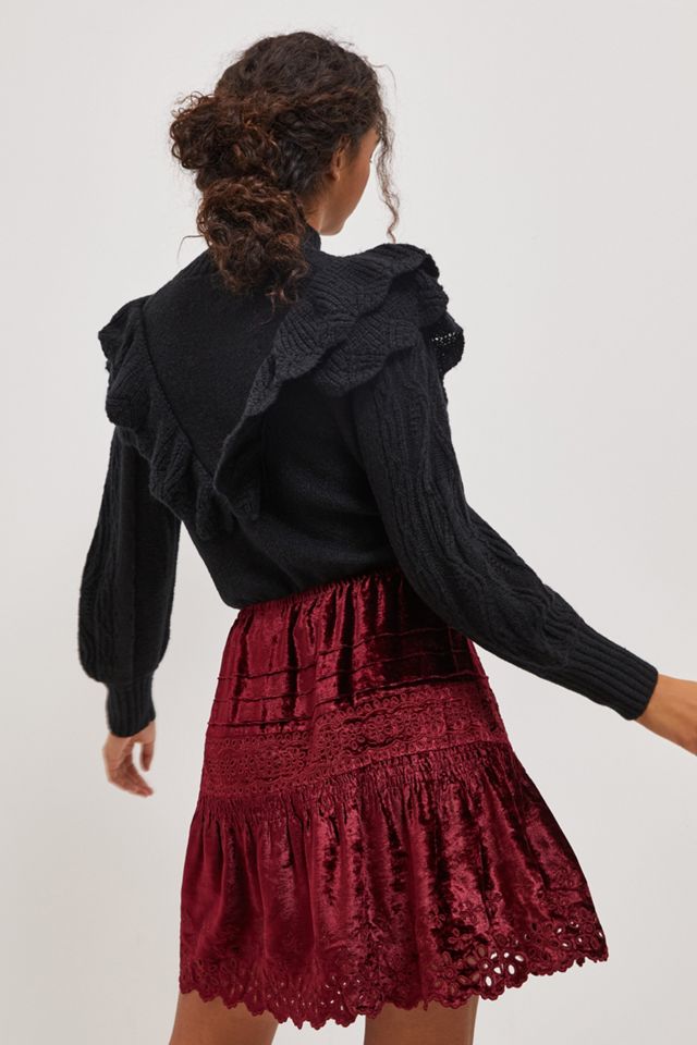 Cherie Eyelet Velvet Mini Skirt #2