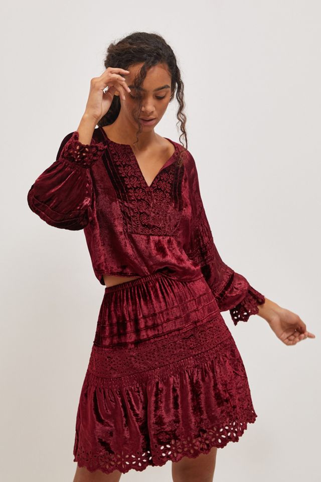 Cherie Eyelet Velvet Mini Skirt #3