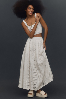 Forever That Girl Eyelet Maxi Skirt In White