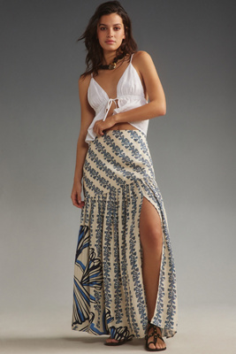 Shop Forever That Girl Basque-waist Maxi Skirt In Blue