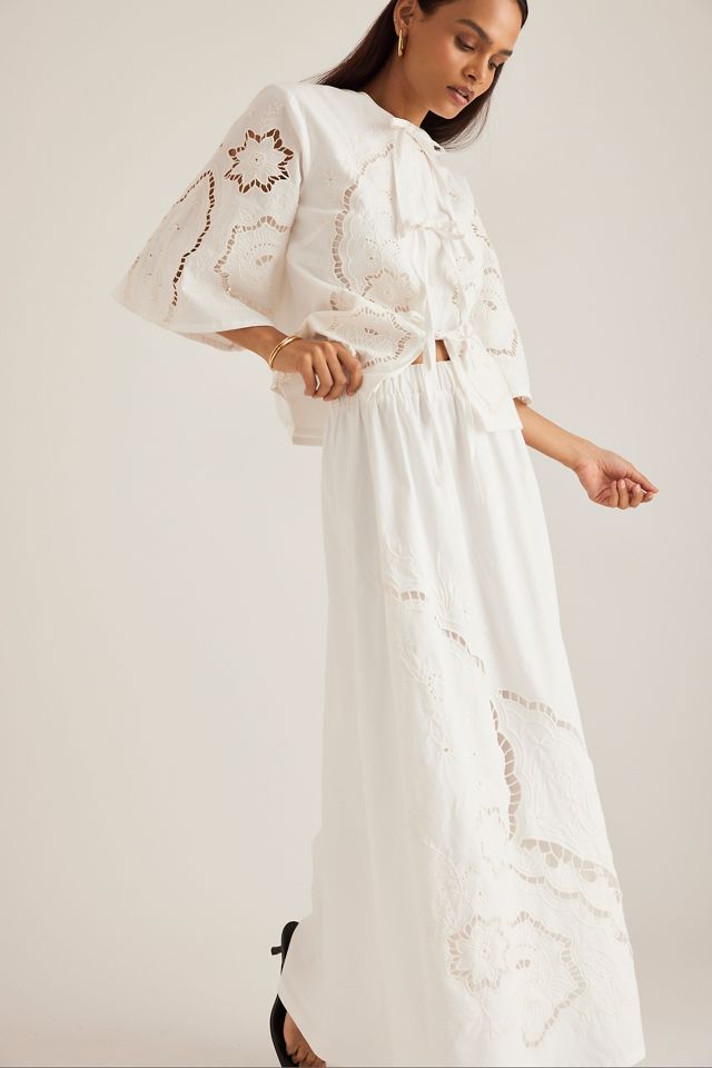 Jupe Midi Popeline Ajourée By Anthropologie #3