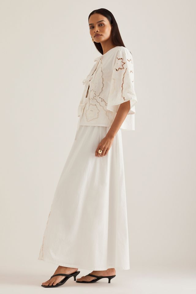 Jupe Midi Popeline Ajourée By Anthropologie #4
