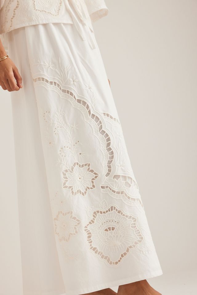 Jupe Midi Popeline Ajourée By Anthropologie #5