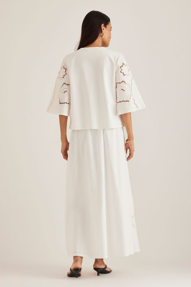 Jupe Midi Popeline Ajourée By Anthropologie #1